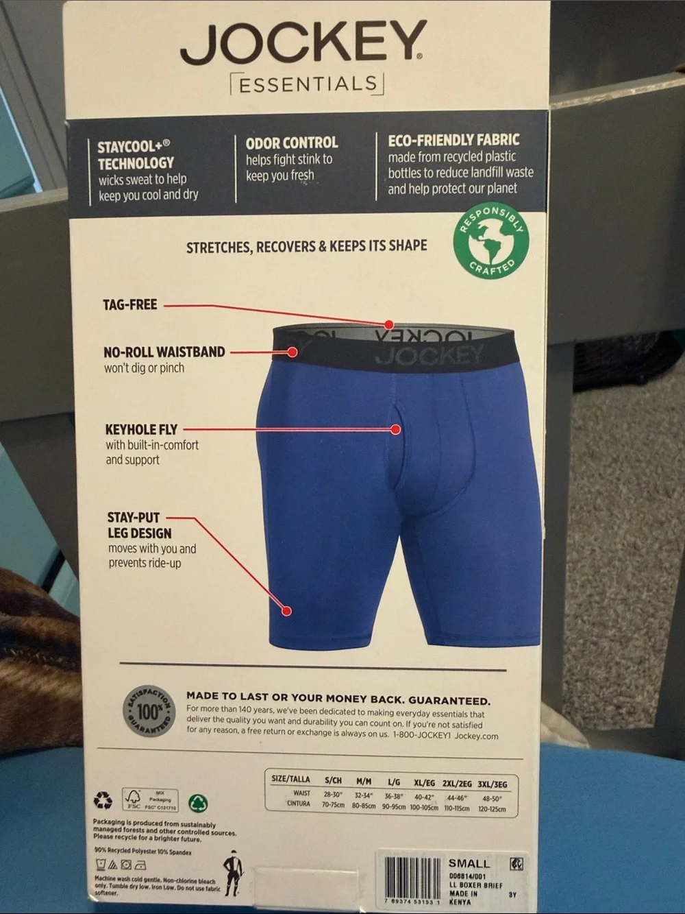 Jockey Essentials Men's Black Microfiber Stretch Boxer Briefs - Black
